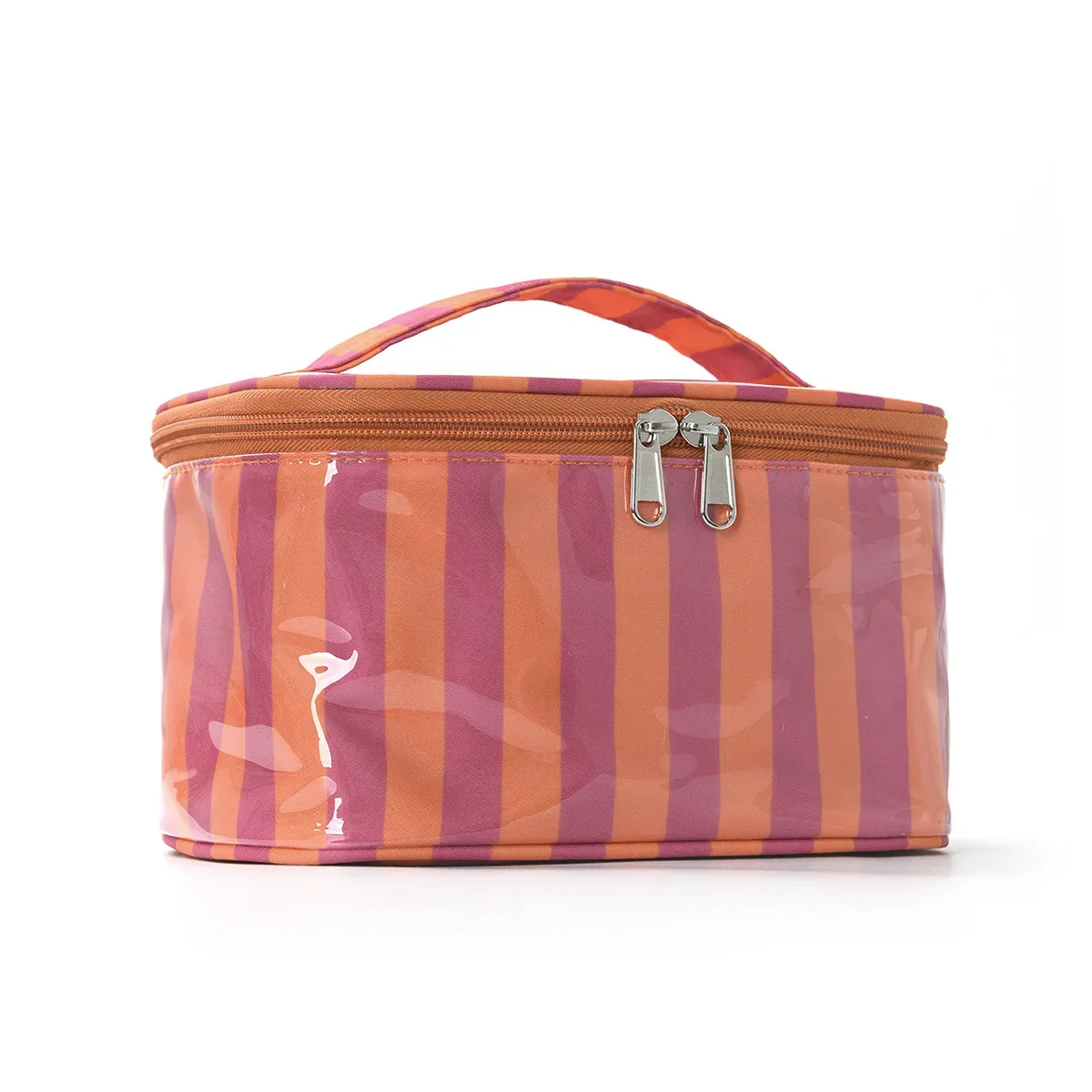 sac cosmétique à rayures en pvc de grande capacité, sac de rangement pour articles de toilette pour femmes, sac de maquillage portable, sac de voyage pour voyage d'affaires, soins de la peau