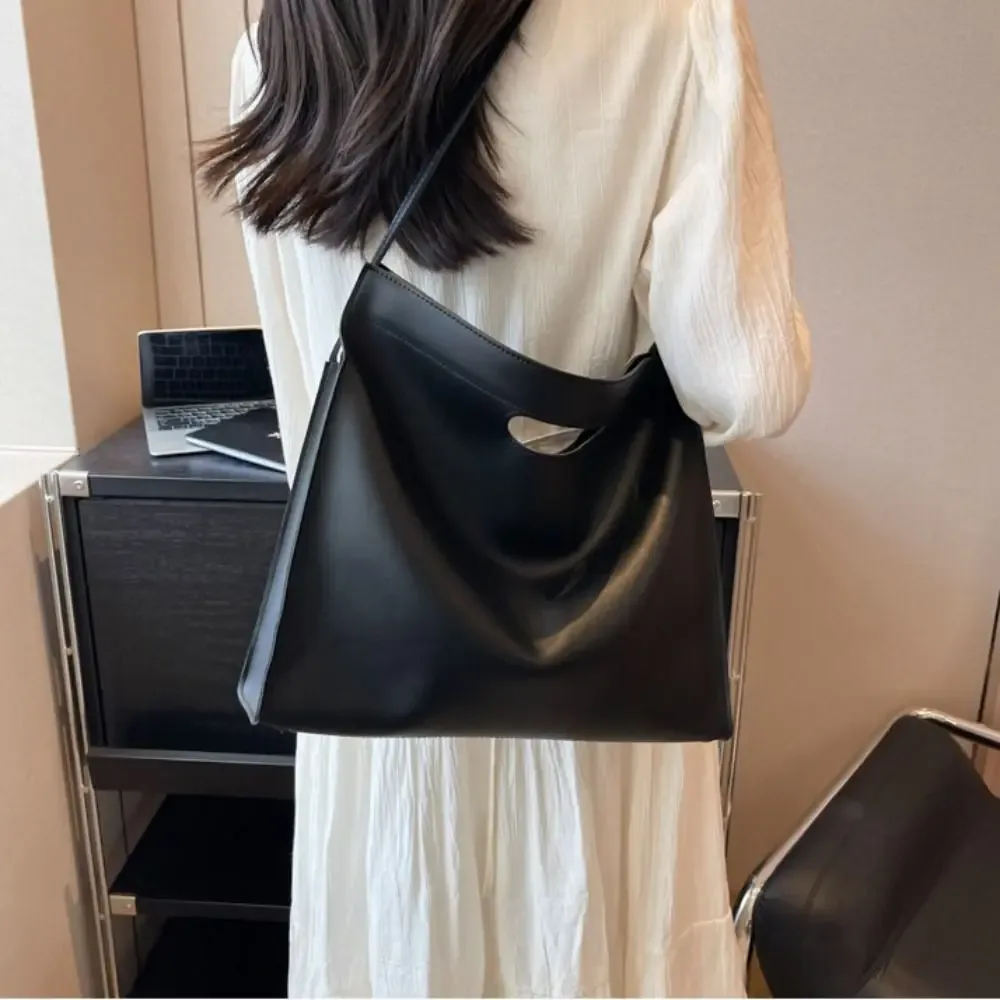 sac fourre-tout décontracté en pu pour documents de bureau, couleur unie, grande capacité, sacoche d'ordinateur, sac à bandoulière, sac à main, sac de voyage