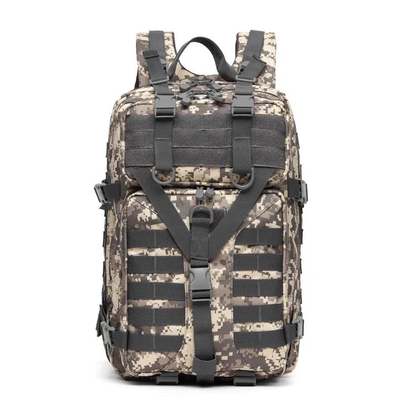 sac à dos tactique d'extérieur 40l, sac de montagne de grande capacité, sac d'école multifonctionnel en nylon camouflage imperméable, sac à dos de voyage pour ordinateur