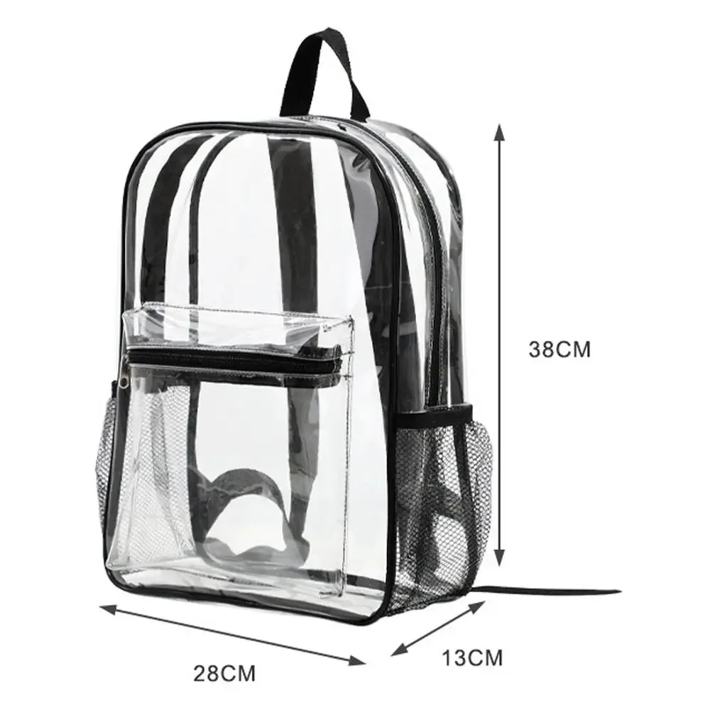 sac à dos transparent en pvc, grande capacité, sac à bandoulière étanche pour fitness, rangement décontracté, sac à dos visible pour sports de plein air