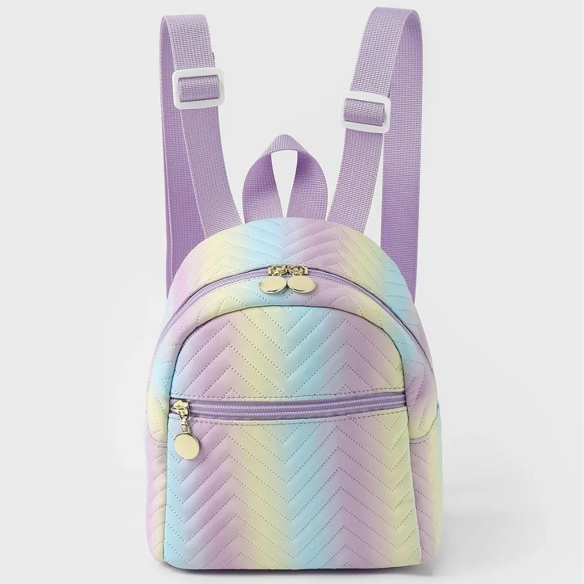 commerce extérieur transfrontalier vente chaude sac à dos femmes arc-en-ciel multicolore pu matelassé mini sac à dos mode loisirs haut de gamme sc