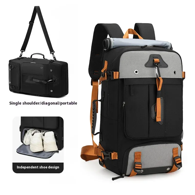 sac de voyage de grande capacité 55l pour hommes, valise pour ordinateur portable de 17.3 pouces, sac à dos multifonction étanche, sacs de camping en plein air