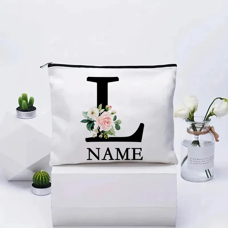 trousse de maquillage personnalisée avec nom, trousse de maquillage de voyage, trousse de maquillage de mariage, pochette cosmétique en toile pour fête, organisateur, cadeaux pour femme