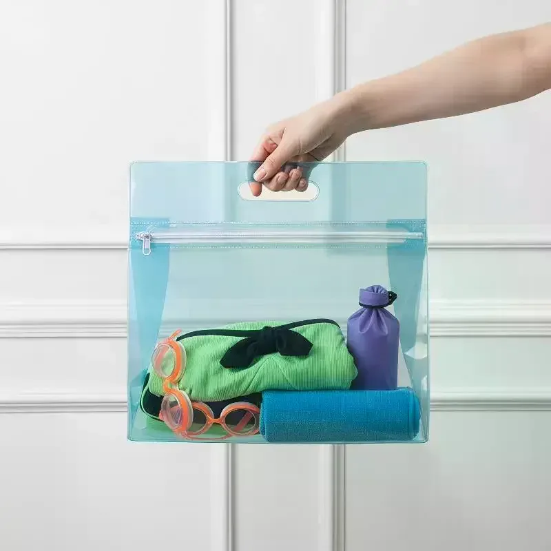 sac de rangement portable en eva imperméable avec fermeture éclair, séparation humide/sec pour la natation, la plage, les articles de toilette et le maquillage