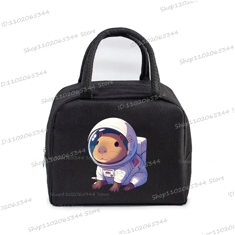 kawaii capybara design boîte à déjeuner sac de rangement femmes dessin animé capybara imprimer portable bento sacs animaux capybara amant sacs à déjeuner
