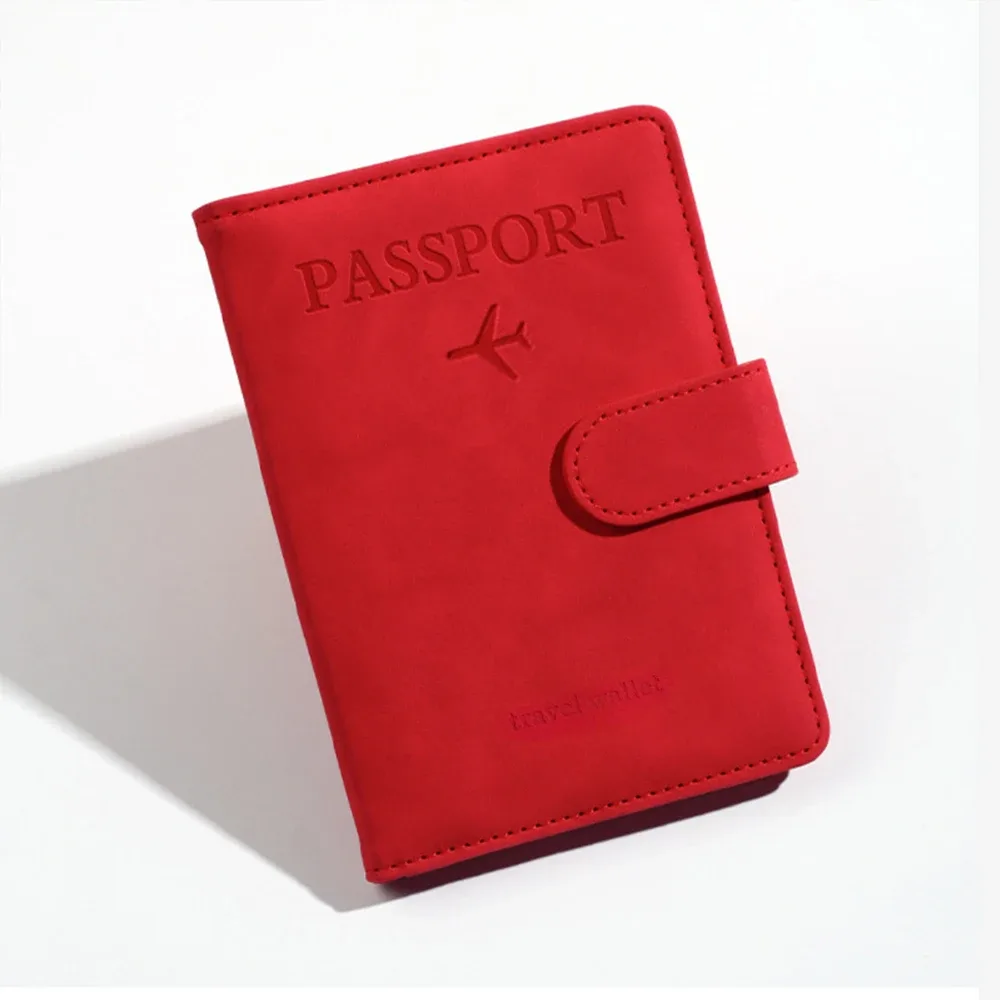 porte-passeport rfid personnalisé en pu pour homme, 2 styles d'enveloppes, motif avion imprimé, portefeuille de passeport antivol, minimaliste