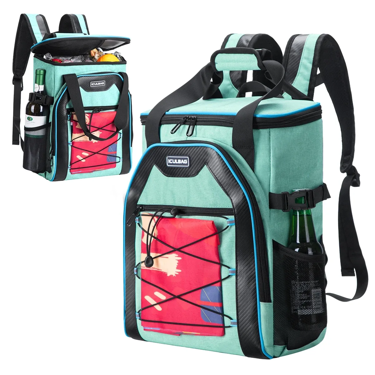 sac à dos isotherme iculbag pour hommes et femmes, capacité 20 canettes, étanche, idéal pour la plage, les voyages, le camping et la randonnée