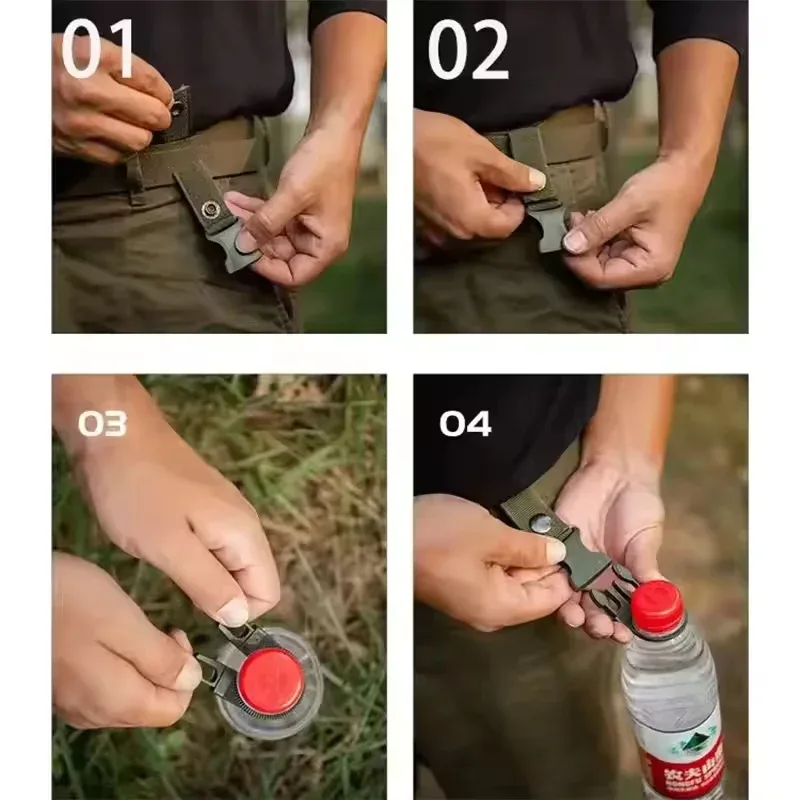 mousqueton porte-bouteille d'eau, clip de fixation pour ceinture et sac à dos, en sangle nylon multifonction