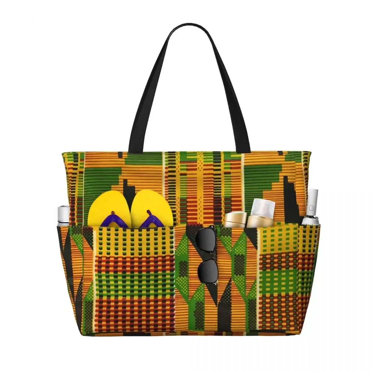 sac fourre-tout personnalisé en tissu kente africain pour femmes, grande capacité, sacs de voyage traditionnels ethniques africains ankara plage salle de sport