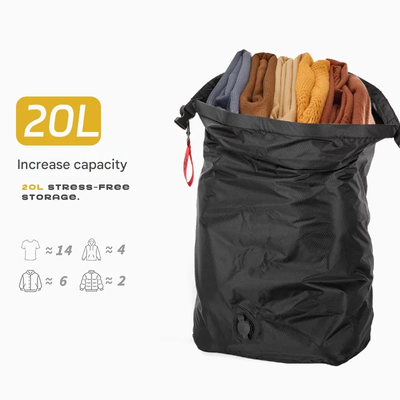 sac de compression sous vide pour glamping, pas de pompe nécessaire, organisateur d'équipement imperméable pour sac de couchage, doudoune, vanlife, économiseur d'espace