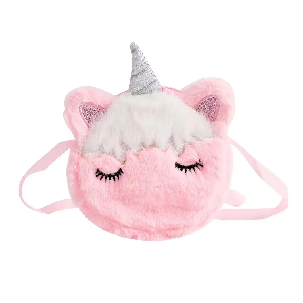 sac à bandoulière en peluche pour enfants, portefeuille licorne de dessin animé mignon, sac à main pour filles, accessoires pour bébés