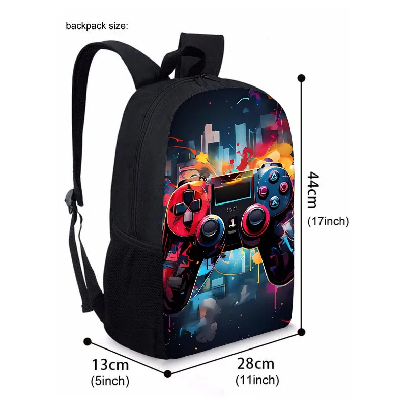 sac à dos scolaire 2d dessin animé pour enfants, ensemble de trois pièces, cool, pour garçons et filles, meilleurs cadeaux, avec manette de jeu