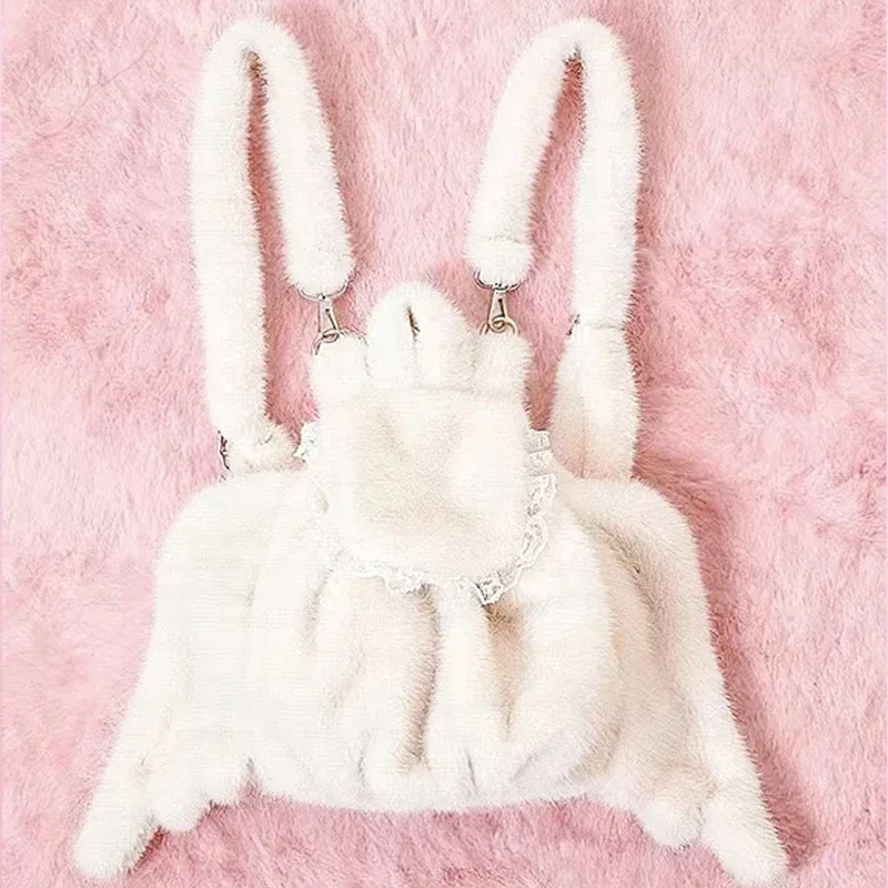 sac dos tissu coton beige imperméable poche limon zippée fourrure synthétique mignon femme voyage