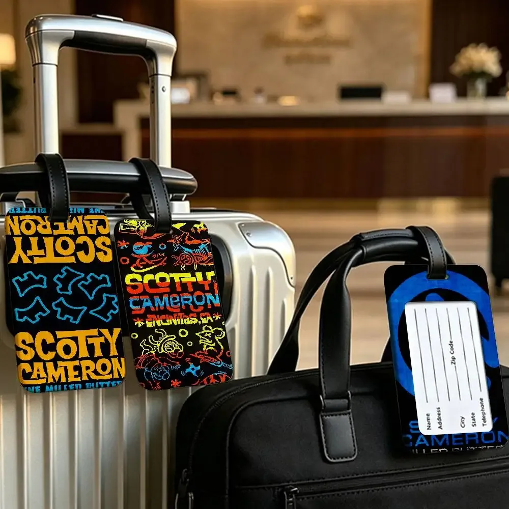 s-scotty c-cameron étiquette d'identification de bagage anti-perte en pvc, porte-carte d'informations amovible, étiquette de bagage de voyage