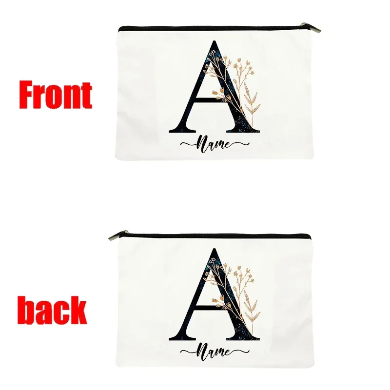 pochette organisatrice en toile noire et or de luxe avec initiales, sac de voyage pour cosmétiques, cadeau de toilette d'anniversaire avec nom personnalisé
