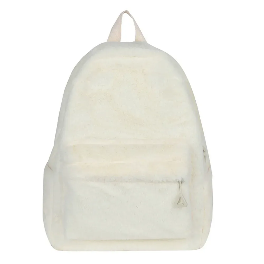 nouveau sac femme en peluche léger couleur unie sac à dos étudiant grande capacité sac à dos de voyage en plein air