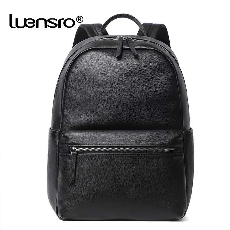 100% en cuir véritable hommes sacs à dos mode véritable cuir naturel étudiant sac à dos garçon de luxe affaires 15.6 pouces sac d'école pour ordinateur portable