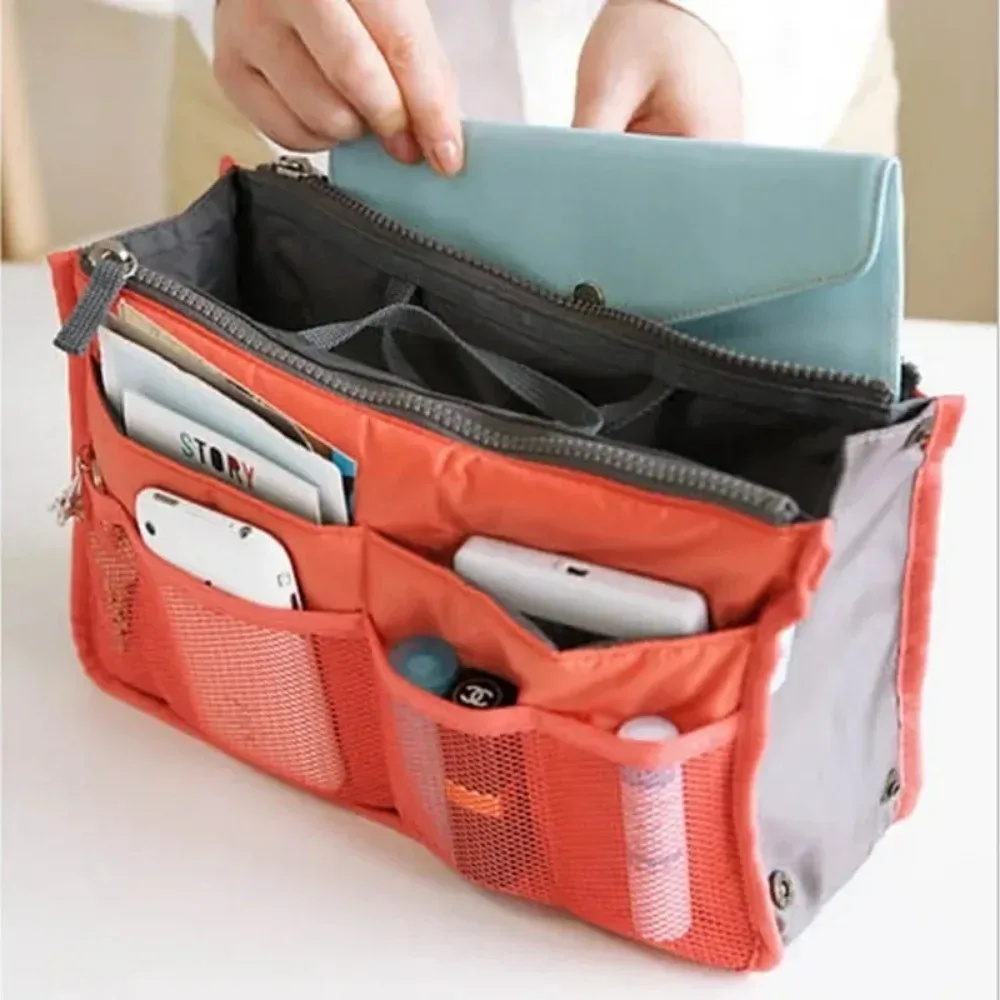 sac de maquillage multifonctionnel grande capacité, trousse de toilette portable à double fermeture éclair, sac de voyage, sac à lait maternel, sac cosmétique multi-poches