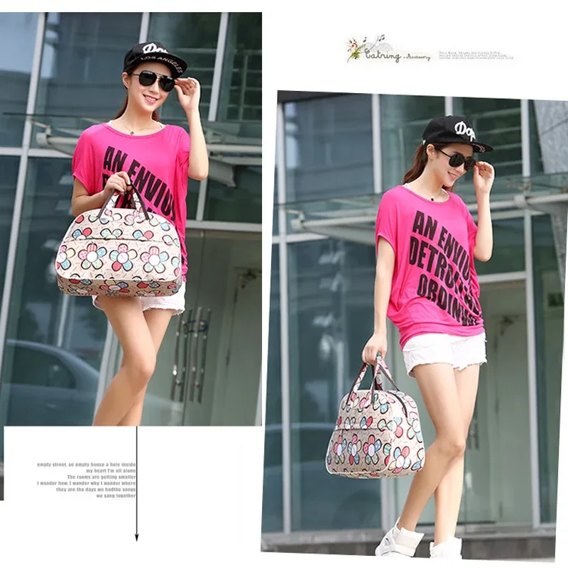 sac voyage sacoche floral beige polyester doux polyvalent femmes hommes sport week end transport vêtements accessoires
