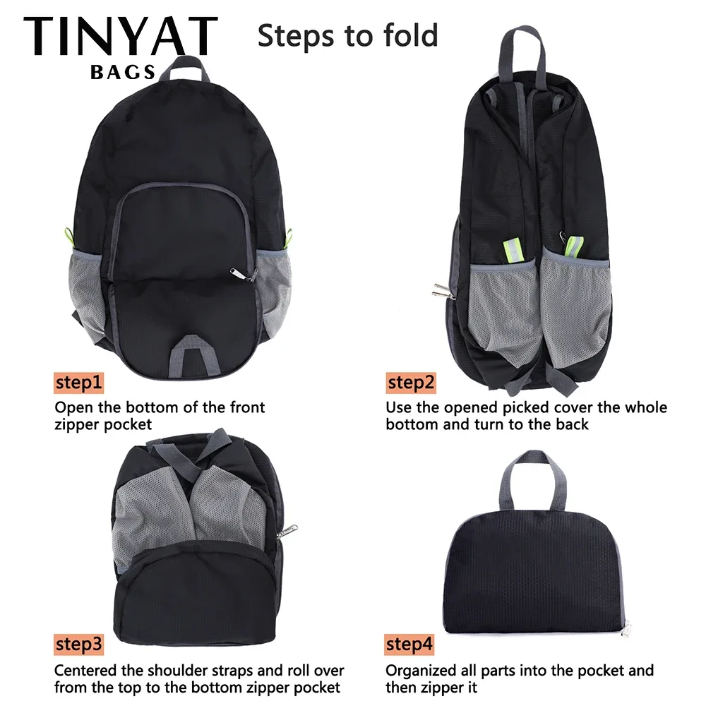 tinyat 13l sac à dos pliable ultraléger, sac d'escalade extérieur étanche pour voyage, cyclisme, salle de sport, usage quotidien