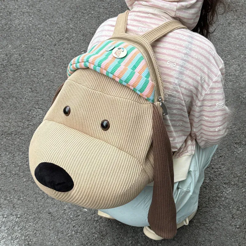 nouveau sac à dos chien en fourrure bouclée surdimensionné mignon grande capacité sac à bandoulière animal en peluche sac de voyage kawaii dessin animé pour femmes filles