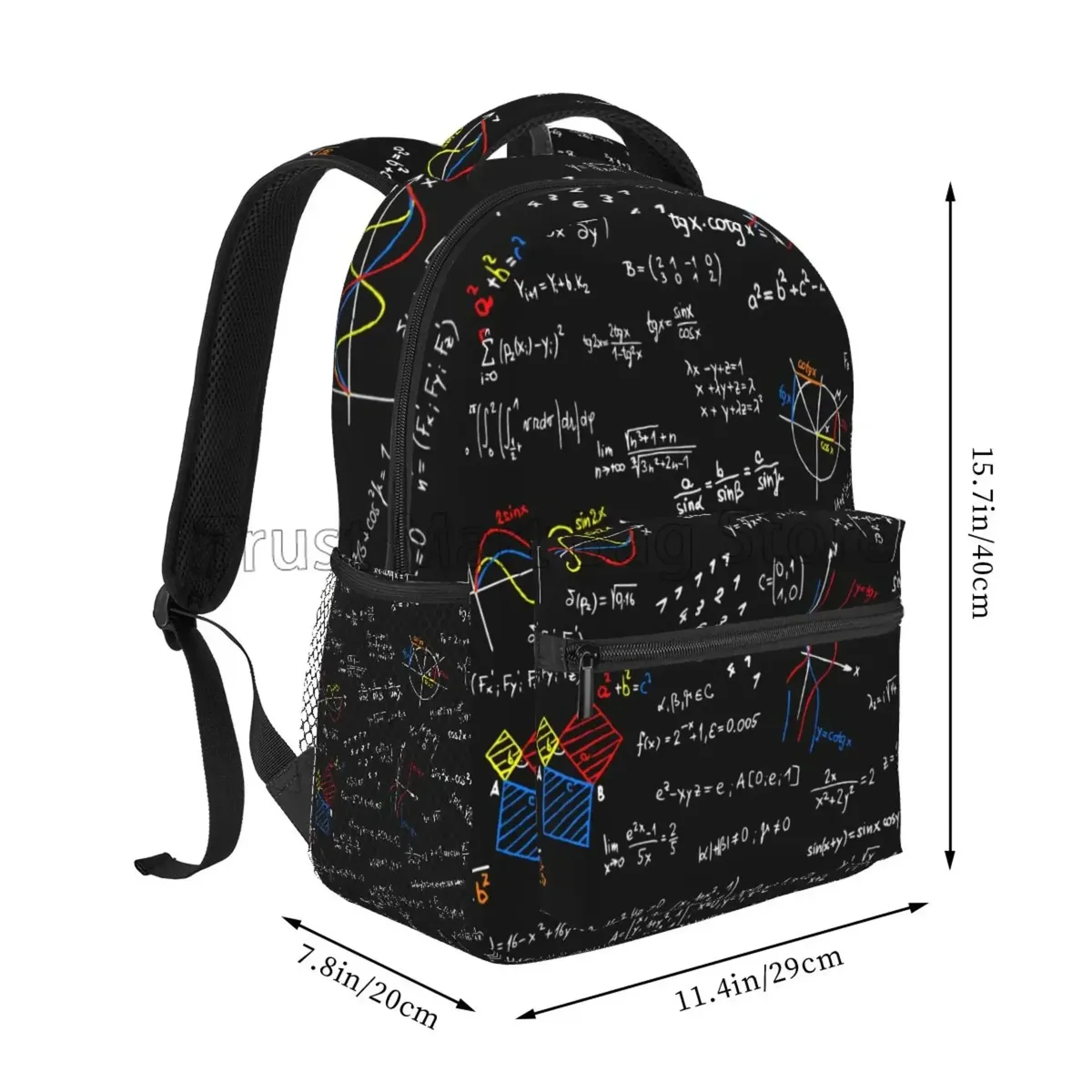 grand sac à dos géométrique coloré pour sciences mathématiques, personnalisé pour ordinateur portable, tablette, sac d'école de voyage avec plusieurs poches pour l'université