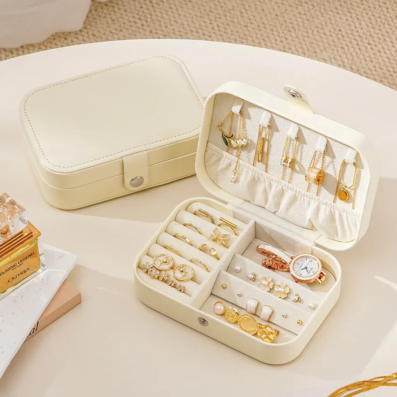 étui à bijoux de voyage, petite boîte à bijoux, boîte à bijoux de voyage portable, plateaux, organisateur, présentoir, mallette de rangement pour bagues et boucles d'oreilles