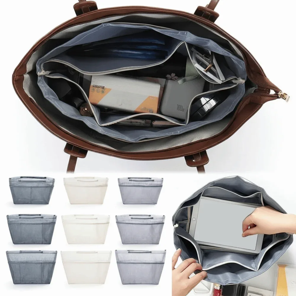 nouveau sac intérieur en maille de nylon, grande capacité, anti-affaissement, sac fourre-tout, extensible, multi-poches, poche insérée pour sac longxiang