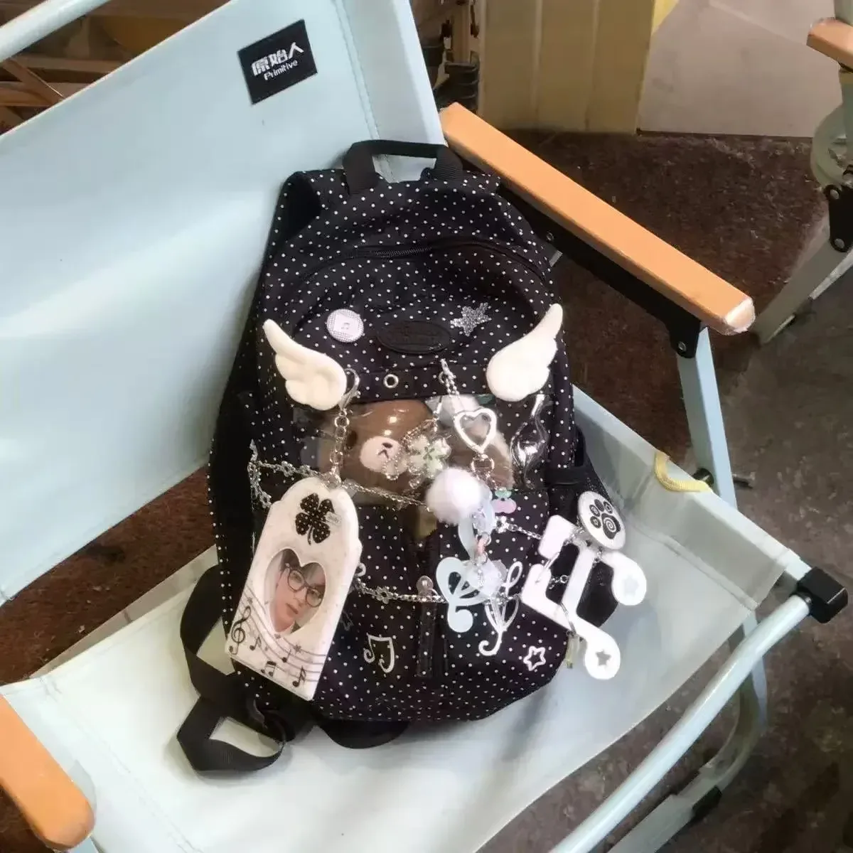 sac à dos harajuku ulzzang y2k ita bag à pois et étoiles, style décontracté et polyvalent, grande capacité pour femme
