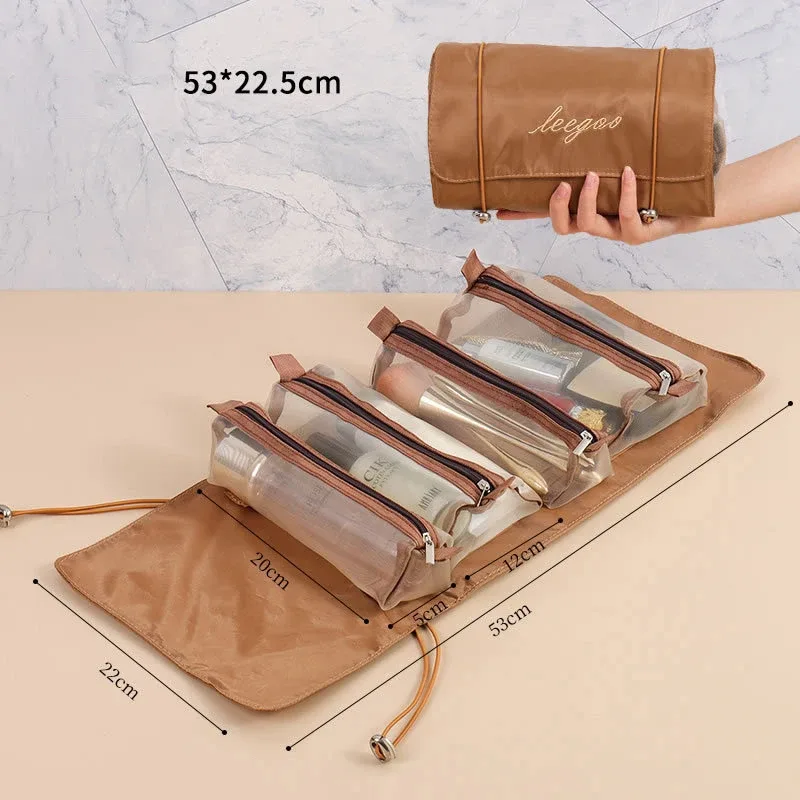 sacs à cosmétiques pour femmes, pochette de maquillage élégante en cuir pu, organisateur de produits de toilette de voyage, sac à main de rangement, fourre-tout de maquillage coréen