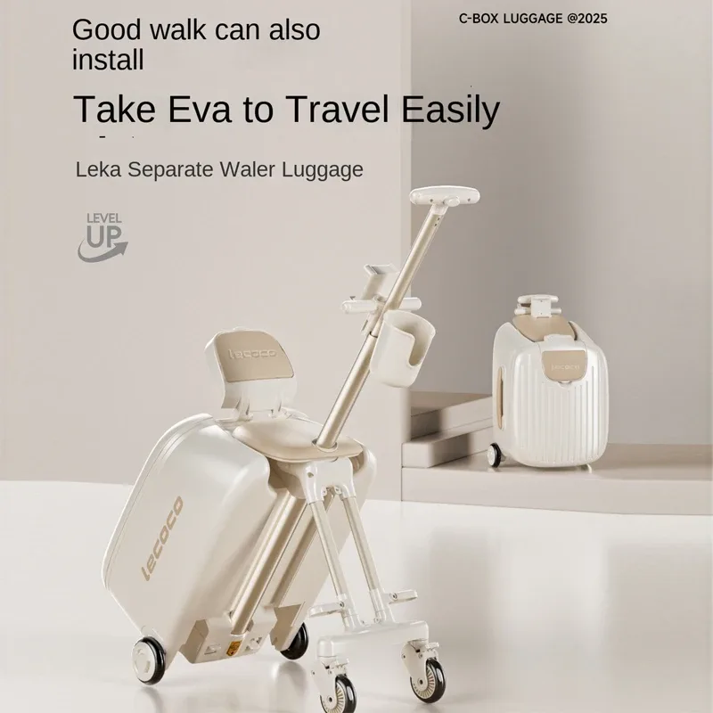 Valise de voyage 2-en-1 détachable pour enfants avec fonction trotteur et chariot amovible – Poussette porte-bébé 20 pouces avec siège intégré