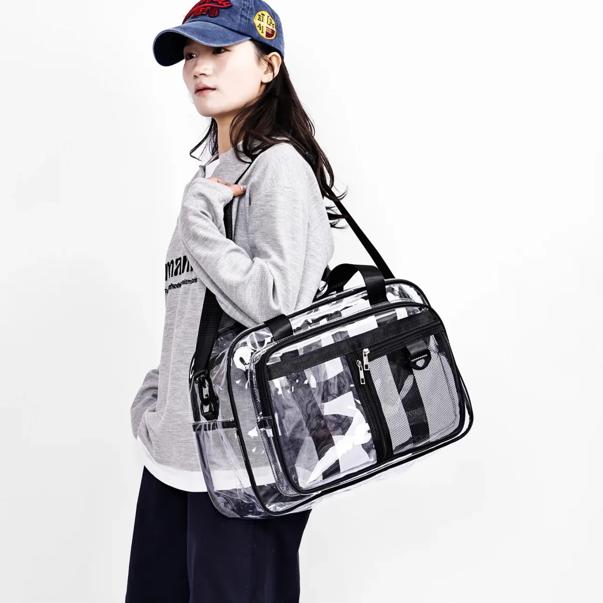 sac de voyage transparent en pvc, sac de natation pour vêtements secs et mouillés, sac de rangement portable pour courts séjours et voyages d'affaires, style minimaliste urbain