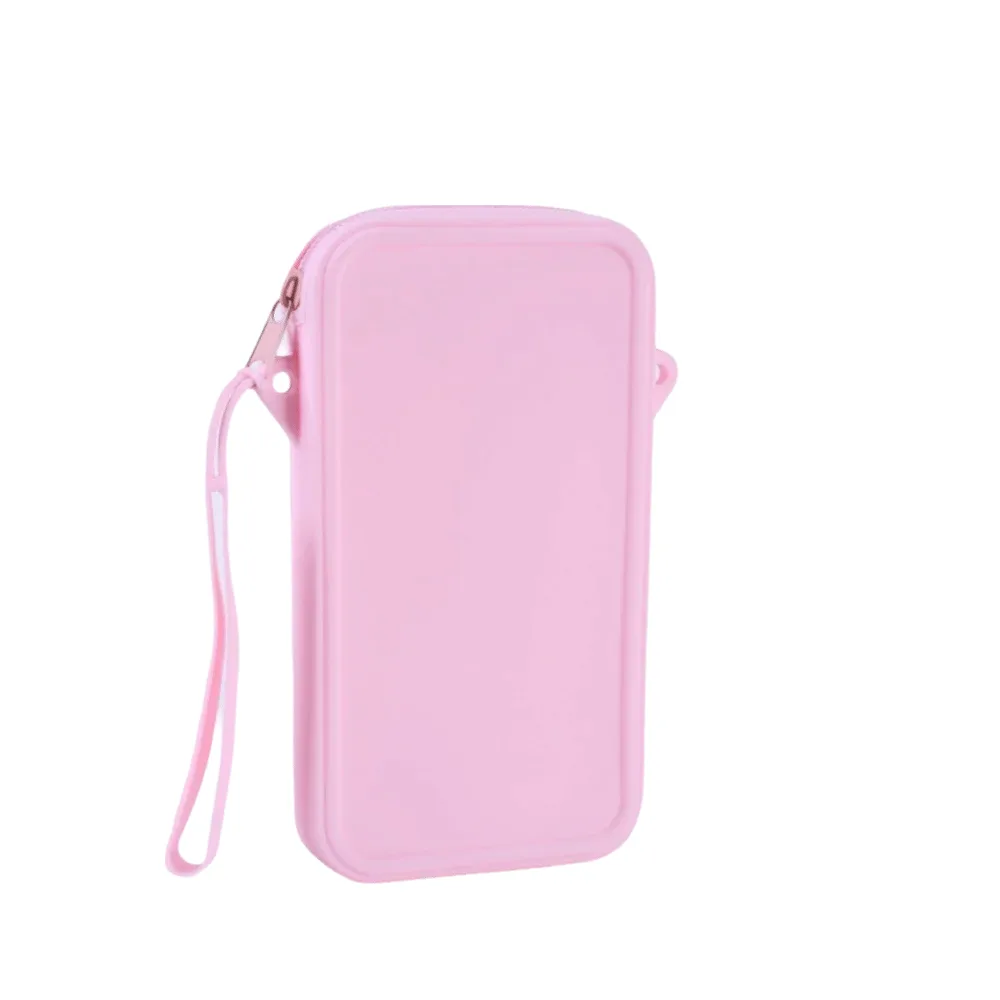 sac de maquillage multi-usages en silicone, résistant aux chocs, couleur unie, organisateur de rangement carré, sac cosmétique universel imperméable et portable