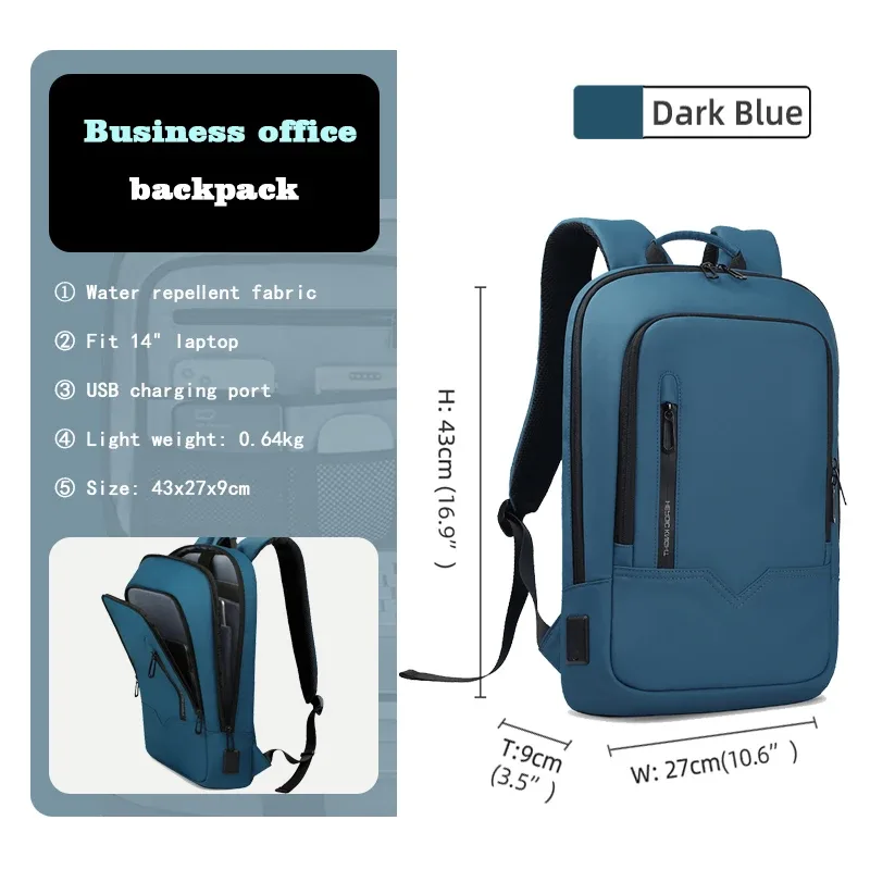 sac à dos heroic knight pour hommes, sac à dos d'affaires mince pour tablette, sac à dos de voyage léger pour ordinateur portable 14 "15.6" 17 pouces pour le travail et l'université