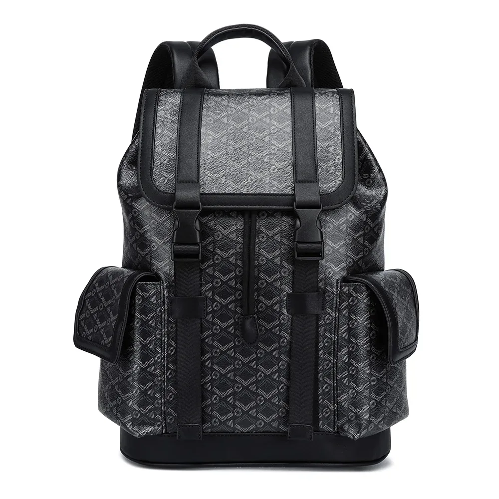 sac à dos à carreaux de luxe pour hommes, poches à rabat, sacs de voyage de grande capacité, sac à dos pour ordinateur portable de 15 pouces, cartable masculin