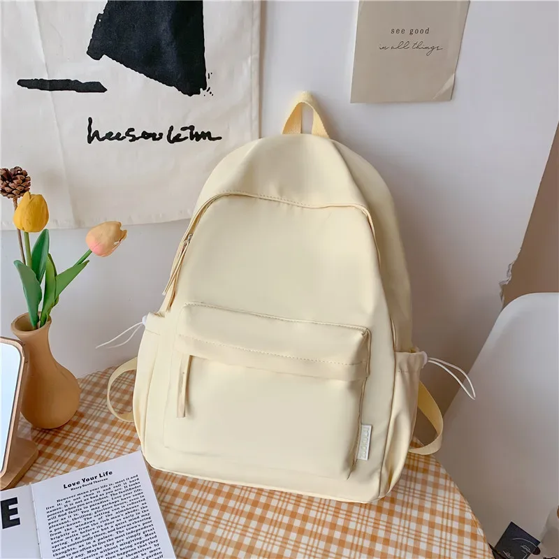 sac à dos polyvalent décontracté minimaliste rose pour étudiants, sac de voyage brodé, grande capacité, n'importe quel nom, style forêt