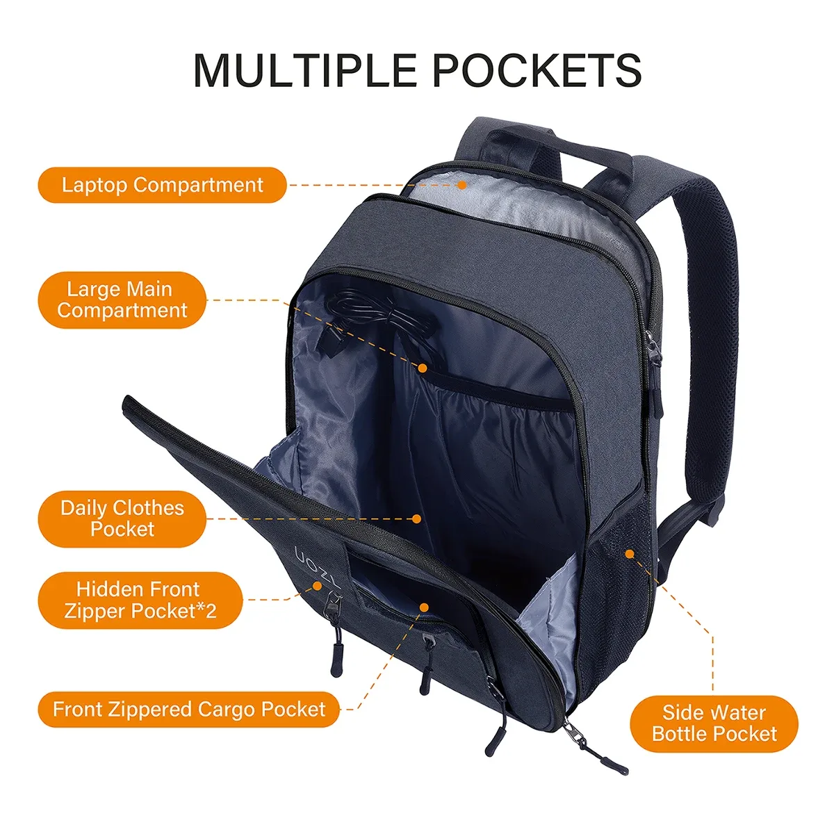 sac à dos pour ordinateur portable 14 pouces mince extensible compartiment pour ordinateur indépendant de grande capacité anti-éclaboussures, résistant aux chocs, anti-rayures,