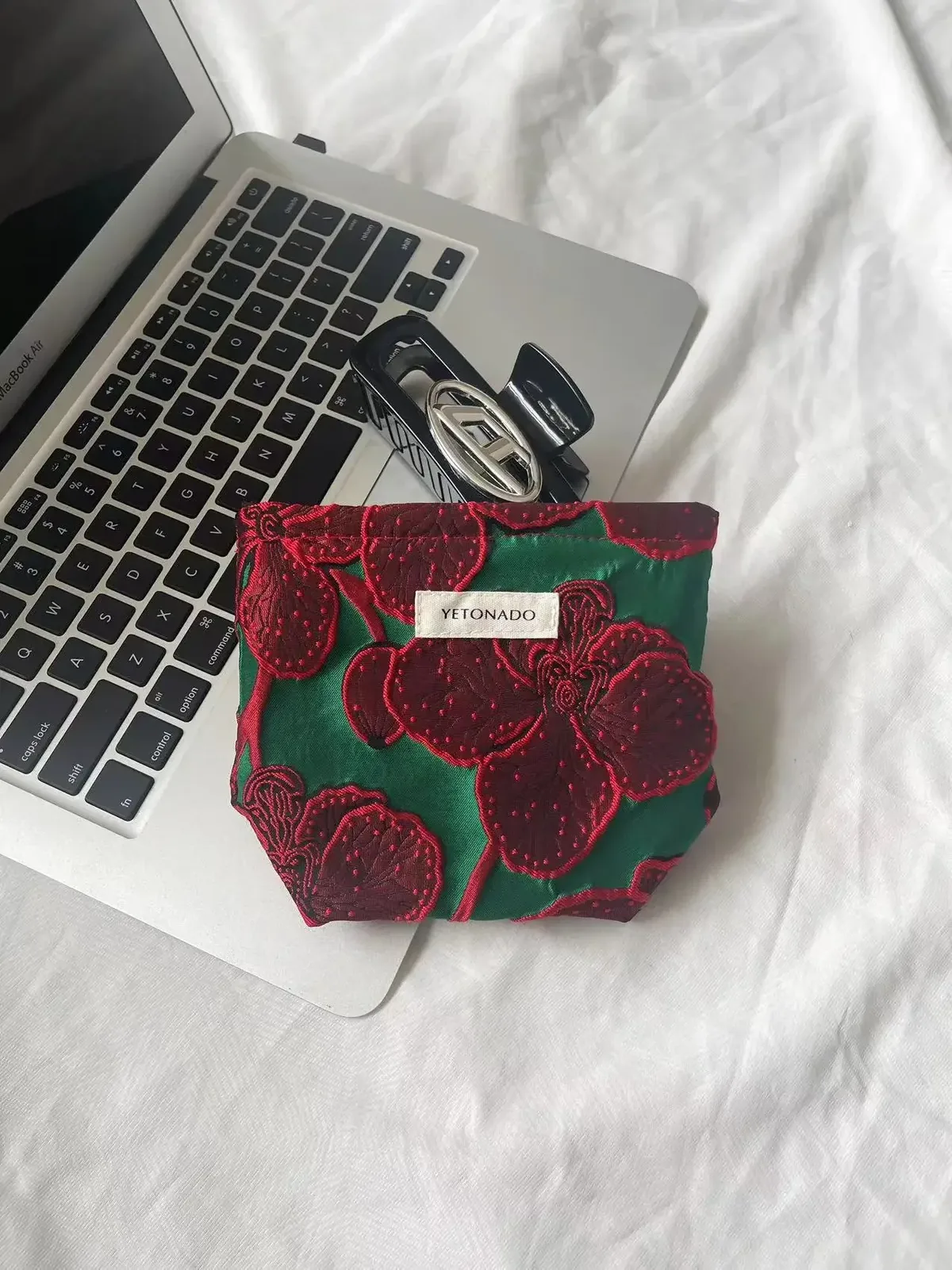 ins style vintage fleurs sac cosmétique portable main sac cosmétique voyage trousse de toilette sac de rangement outils de maquillage pochette de rangement