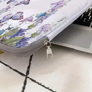 un ensemble, deux styles, sacoche pour ordinateur portable imprimée avec motif glycine et papillon, adaptée aux ordinateurs portables de 14 pouces