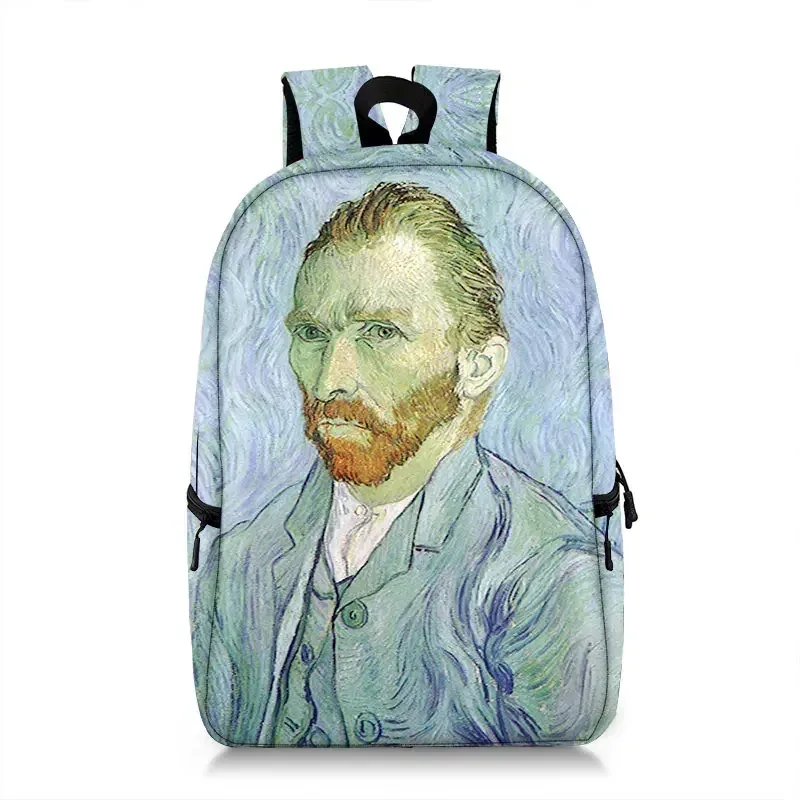 sac à dos peinture à l'huile de claude monet gustability klimt van gogh, cartable de nuit étoilée, baiser de tournesol, cartable de voyage pour femme