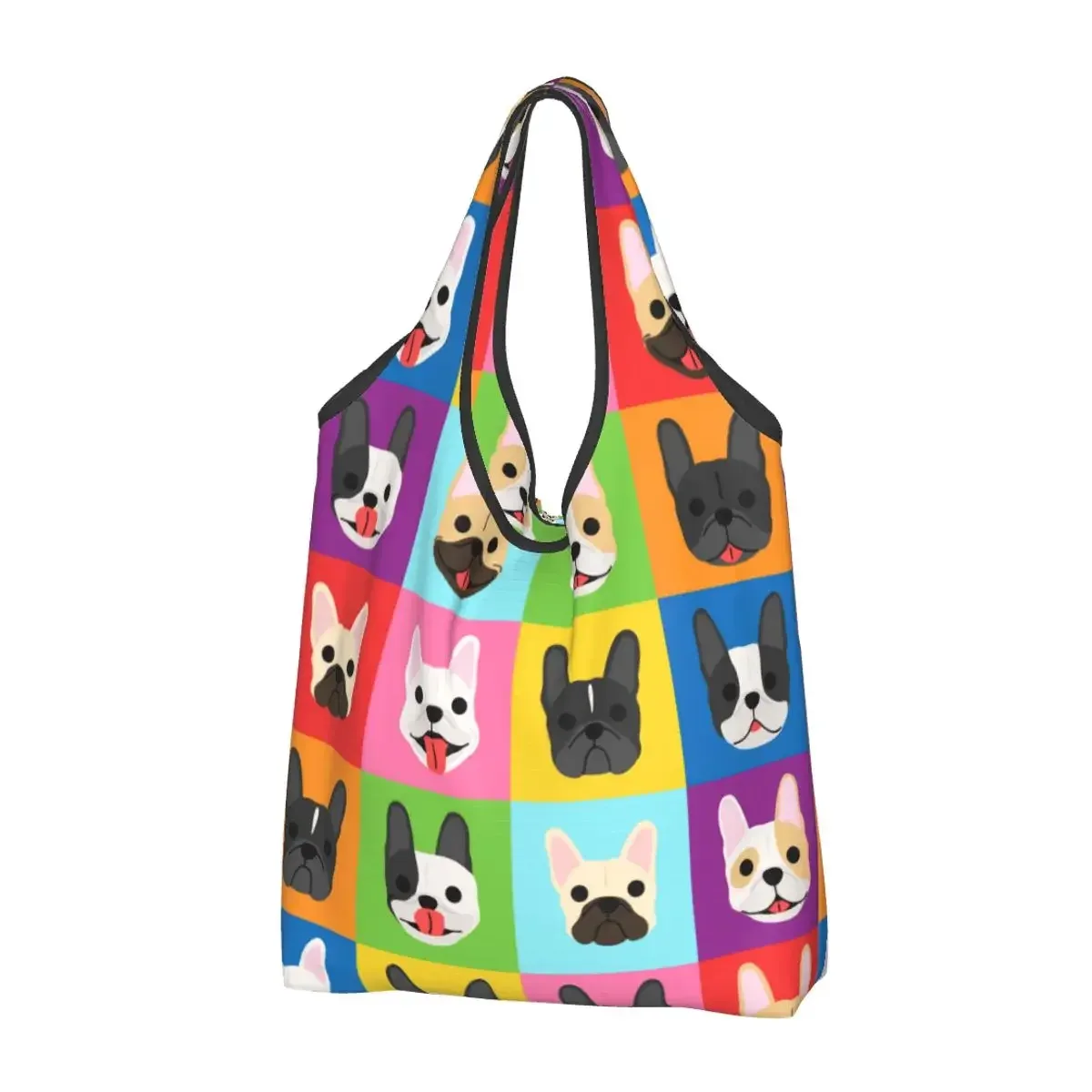 sac à provisions portable pop art pour femme, style bungalow, bouledogue français, sac fourre-tout pour chien, cadeau pour animal de compagnie, sacs d'épicerie