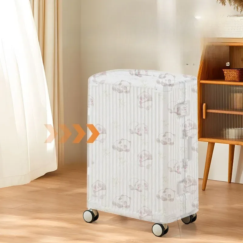 housse valise tissu non tissé motifs sourires beige blanc protection voyage transparent légère bandes élastiques ajustables