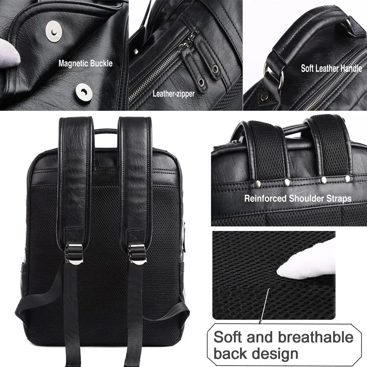 moyyi-sac à dos en cuir pour ordinateur portable pour homme, sac à dos de voyage étanche, sac d'affaires vintage pour commpiedmont, sac à dos en cuir décontracté