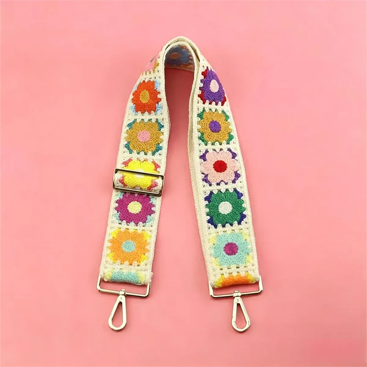 sangle de sac de 5 cm, sangle d'épaule florale au crochet, sangle de remplacement bohème pour sac, sangle large pour sac bandoulière, sangle de sac détachable