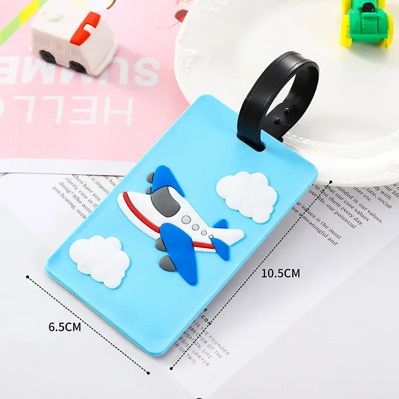 étiquettes de bagage en silicone pvc pour voitures de dessin animé mignon, étiquette de nom de bagage de voyage, sac de valise, carte d'embarquement, accessoires de voyage