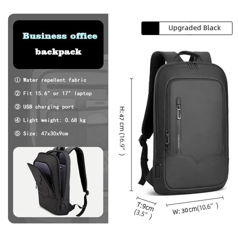 sac à dos heroic knight pour hommes, sac à dos d'affaires mince pour tablette, sac à dos de voyage léger pour ordinateur portable 14 "15.6" 17 pouces pour le travail et l'université