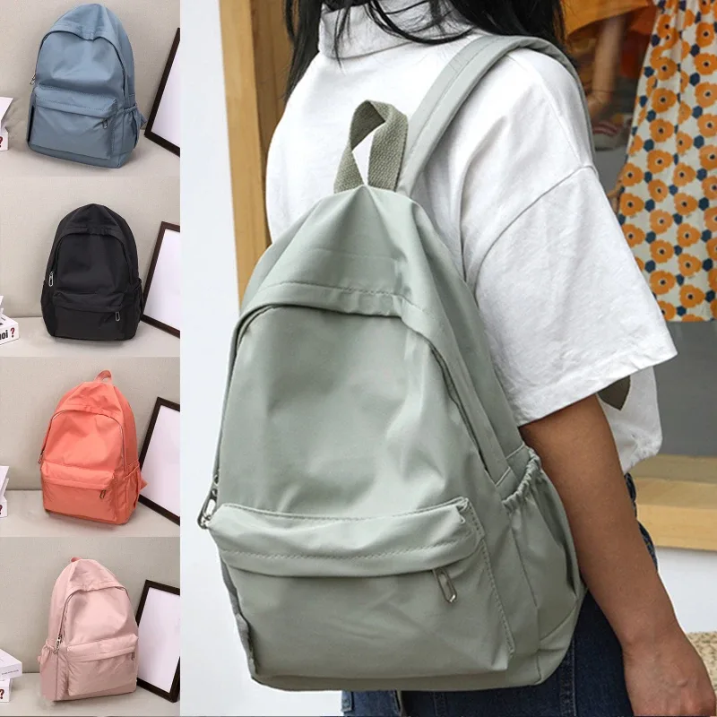 sac à dos léger de couleur unie pour lycéens, sac décontracté multifonctionnel, pour l'école, les voyages, l'usage quotidien, design simple