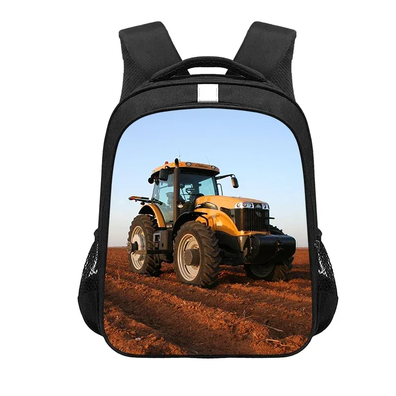 sac à dos de jeu avec tracteur de ferme imprimé, sac d'école de dessin animé pour garçon et fille, sac à dos pour ordinateur portable