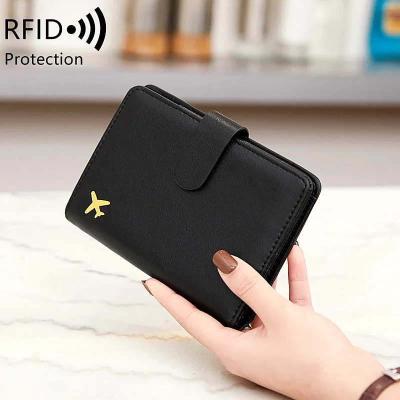 ensemble de voyage anti-vol rfid en cuir pu comprenant un porte-passeport et un porte-cartes de crédit, sac de passeport pour hommes et femmes, accessoires de voyage