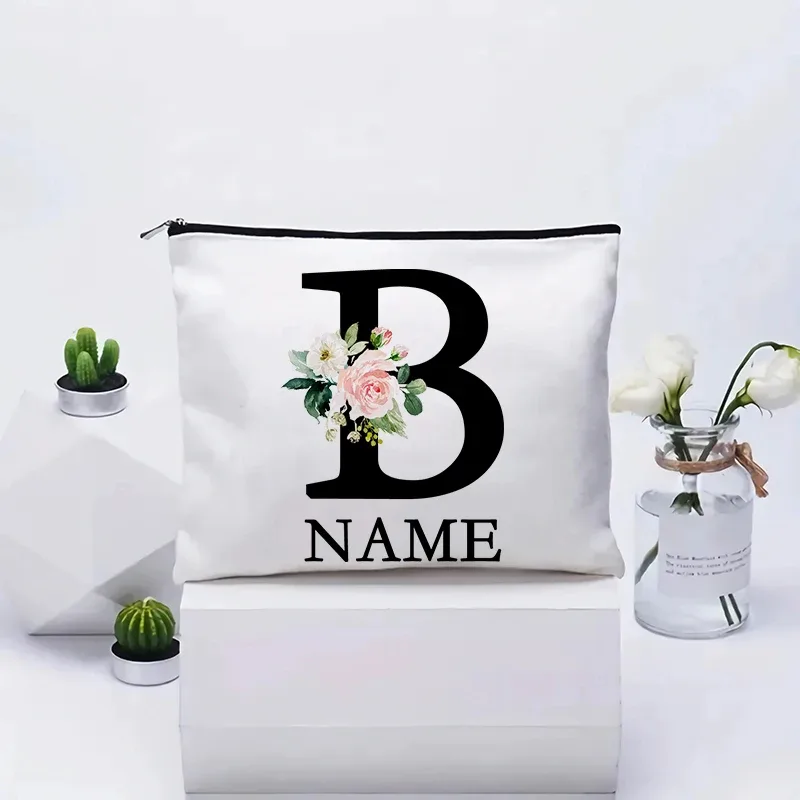 trousse de maquillage personnalisée avec nom, trousse de maquillage de voyage, trousse de maquillage de mariage, pochette cosmétique en toile pour fête, organisateur, cadeaux pour femme